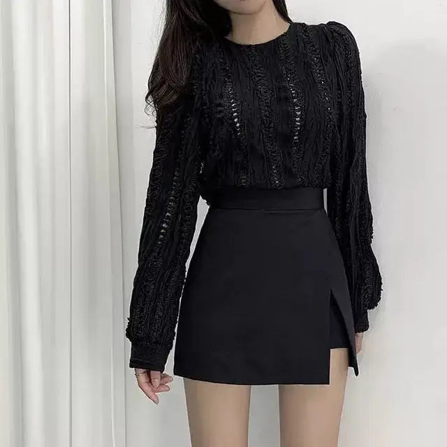 Mini Skirts Women Irregular Solid Side-slit Stretchy Korean Style Trendy Chic OL High Waist Female Bottom Popular Spring Autumn