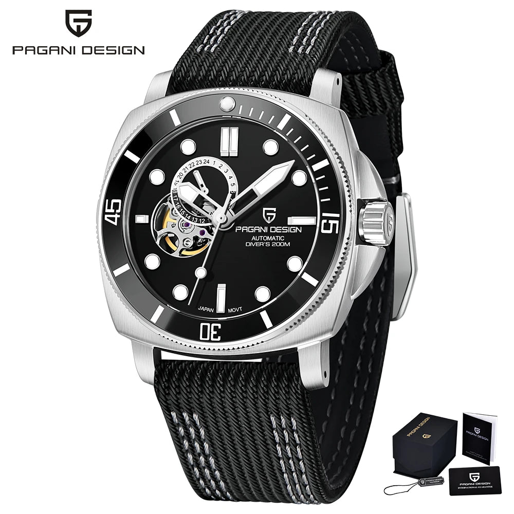 PAGANI DESIGN Brand Automatic Men Mechanical Watch Casual Fashion Sapphire Stainless Steel Diving Waterproof Clock PD1736